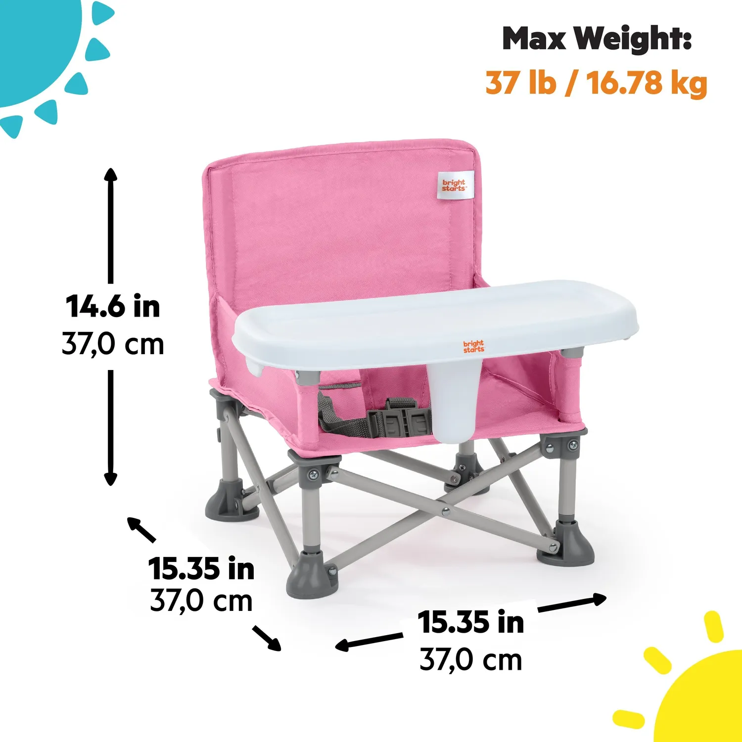 Bright Starts Pop N Sit Boostersitz Rosa 3-in-1 faltbar