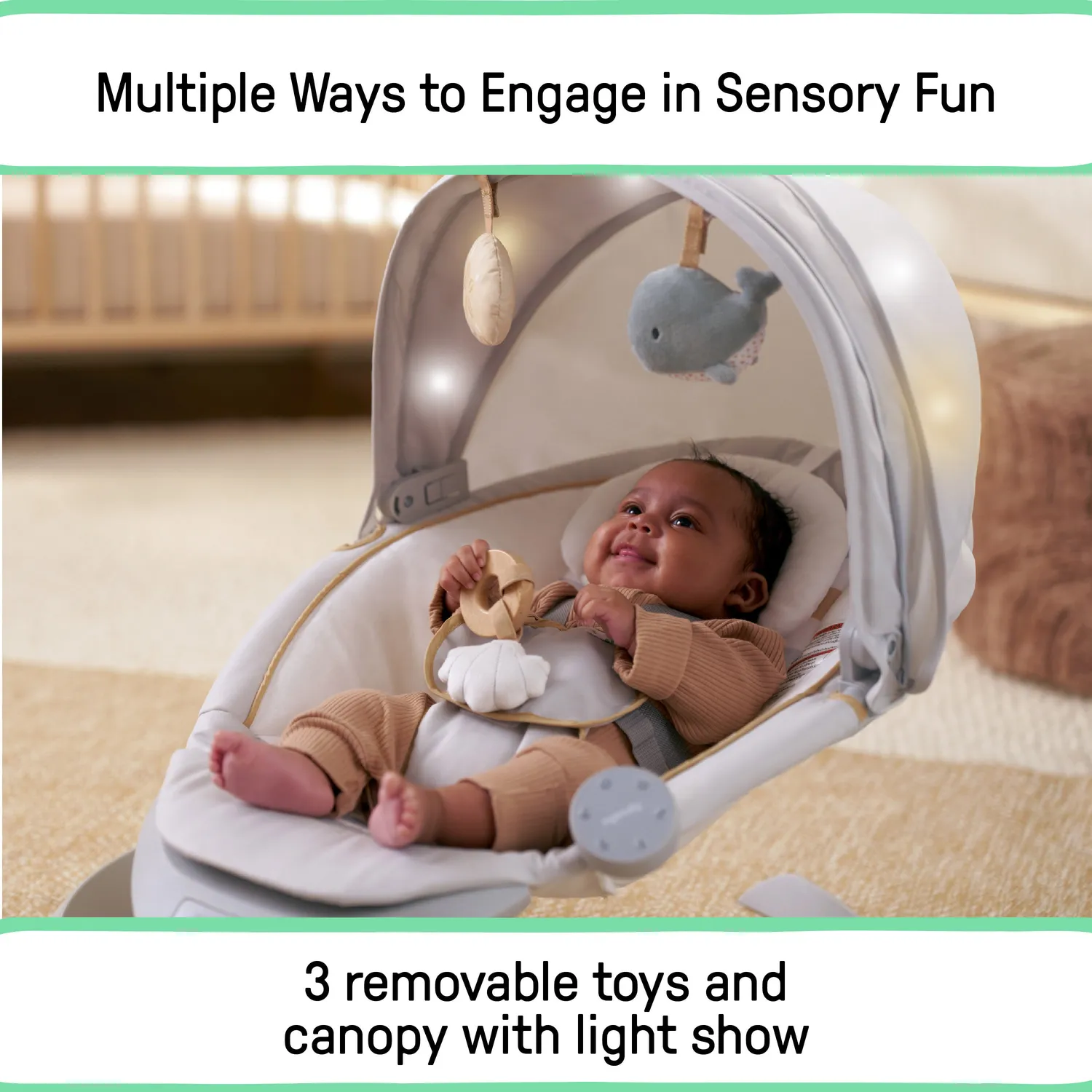 Ingenuity Inlighten Bounce & Sway Babyschaukel Pebble Shore Bluetooth
