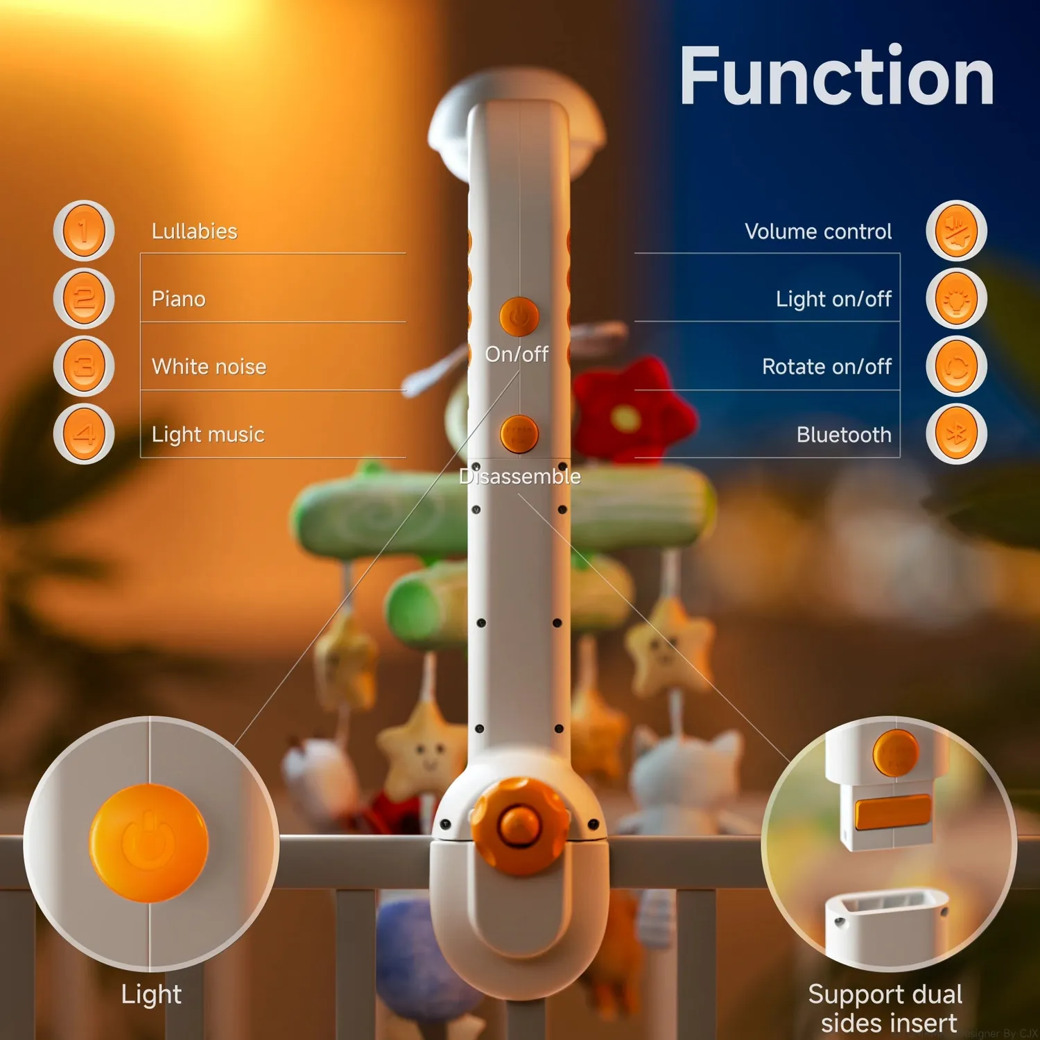 TUMAMA TM186 Baby-Mobile mit Licht und Musik Projektion