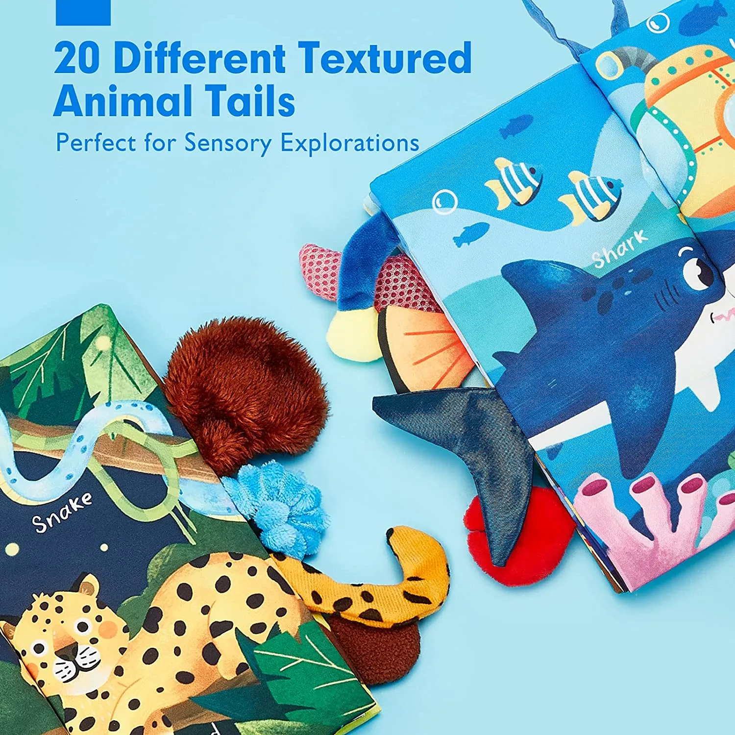 hahaland Jungly Tails & Marine Life Stoffbuch 2er-Set mit Knister