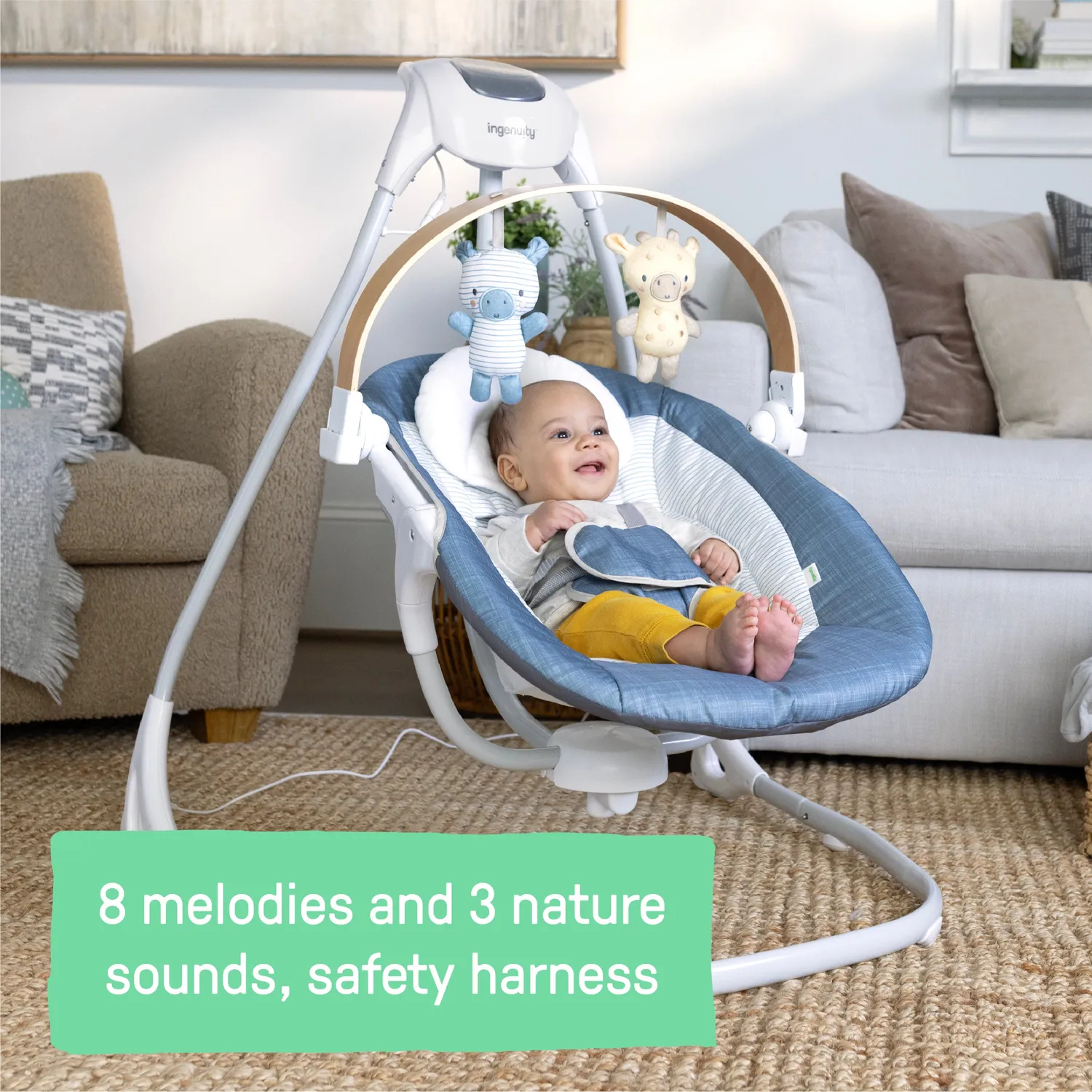 Ingenuity SimpleComfort Chambray Babyschaukel kompakt Holz