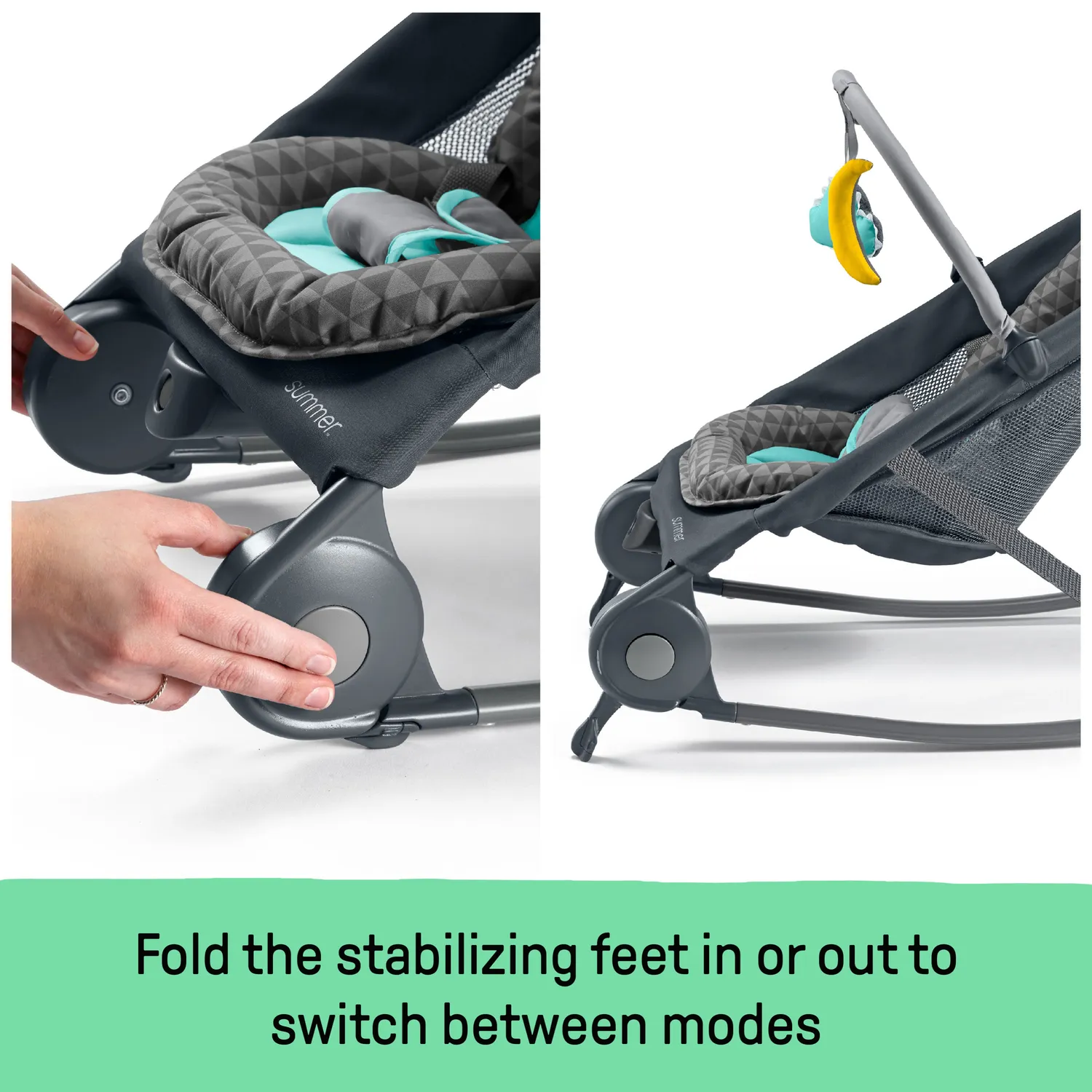 Summer Ingenuity 2-in-1 Bouncer Rocker Babywippe Grau Teal Vibration