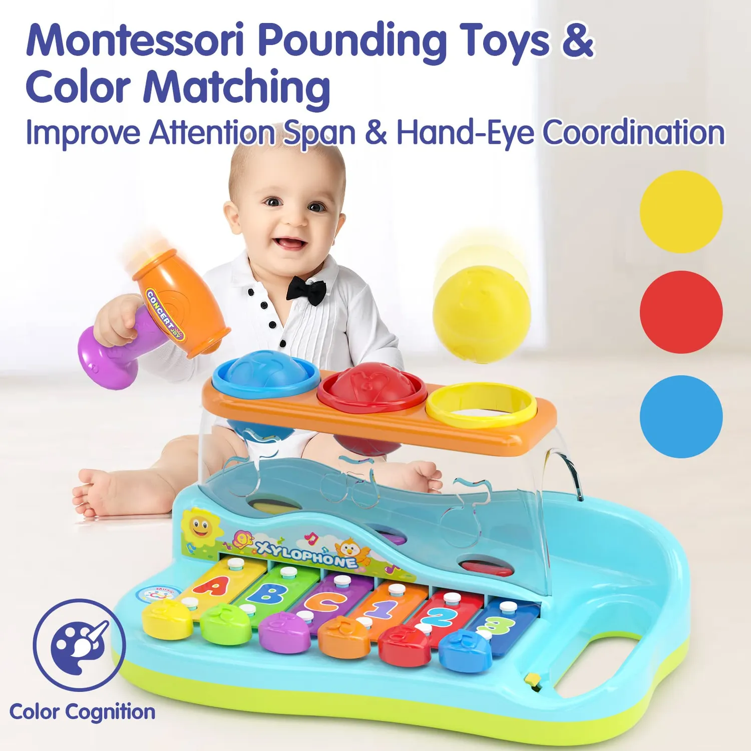 Hola Xylophon Klopfspiel Motorikspielzeug ab 1 Jahr Holz