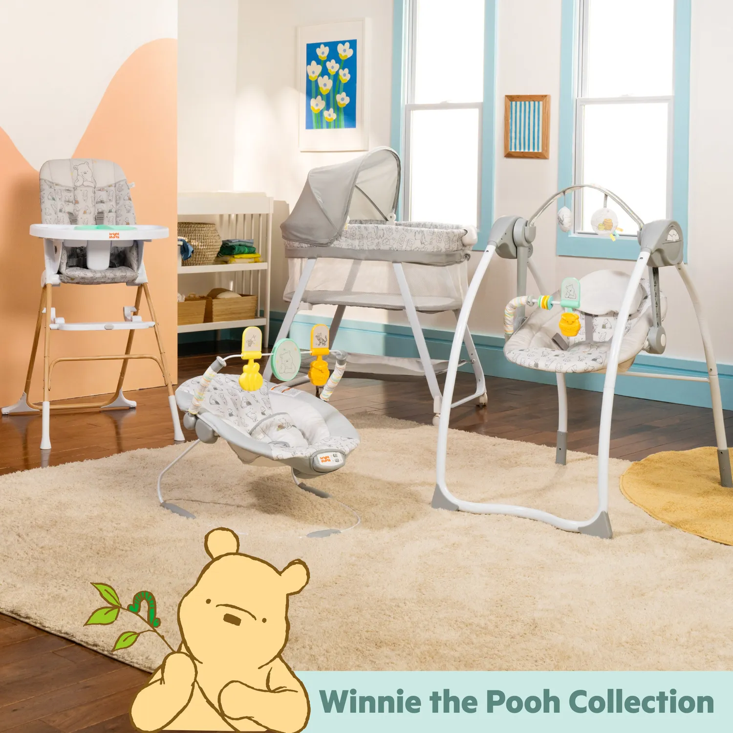 Bright Starts Disney Winnie Pooh Hochstuhl grau klappbar