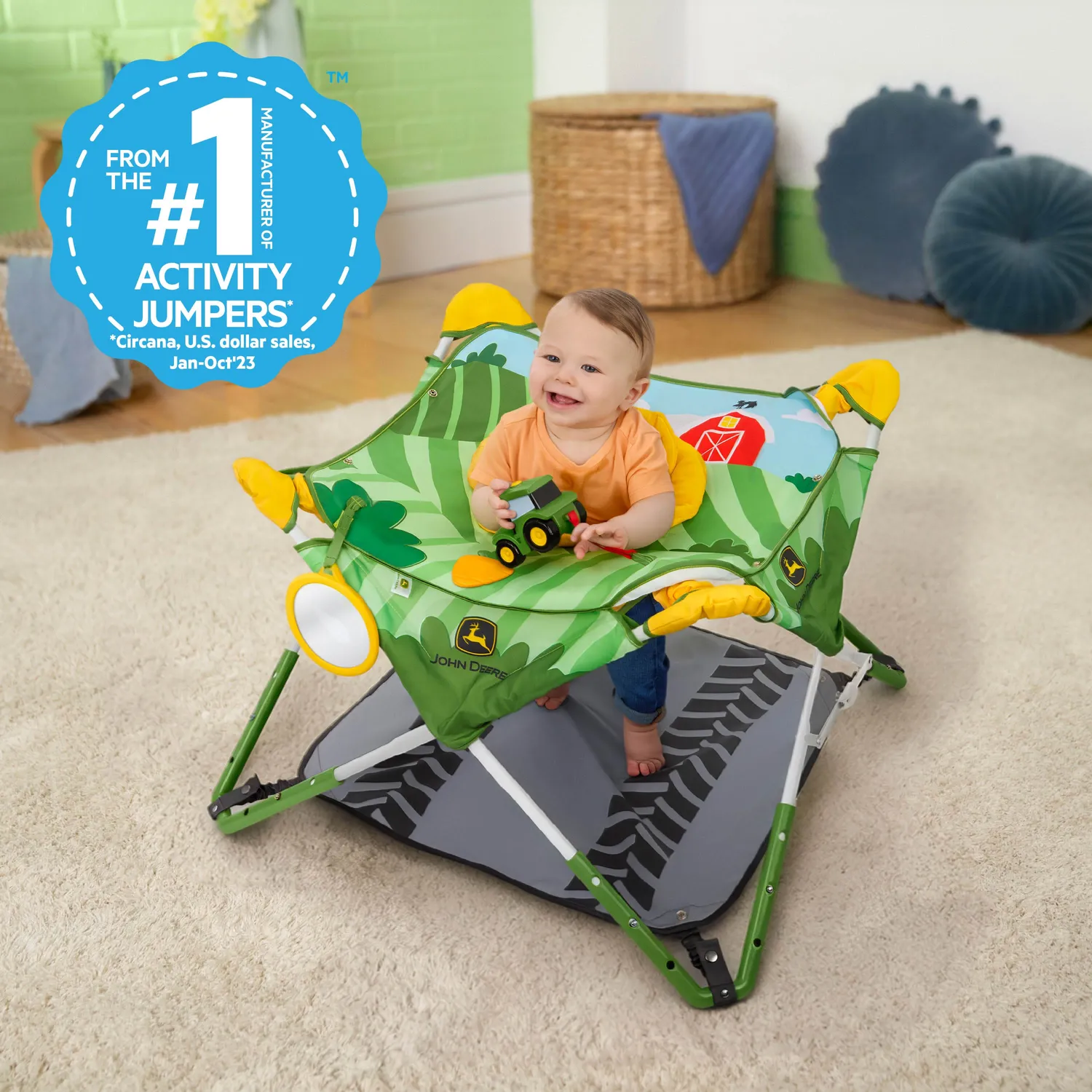Bright Starts John Deere Pop N Jump Hüpfer 6M+ Sonnendach