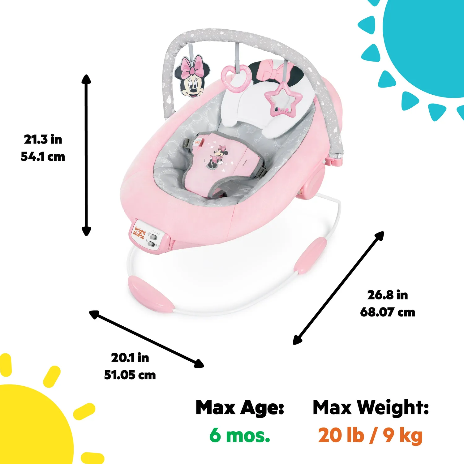 Bright Starts Minnie Rosy Skies Babywippe rosa