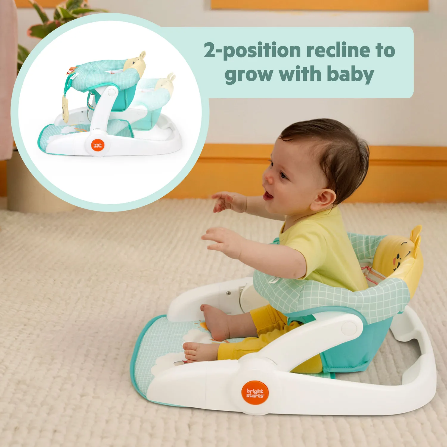 Bright Starts Winnie the Pooh Learn-to-Sit Bodensitz Teal 2-Positionen