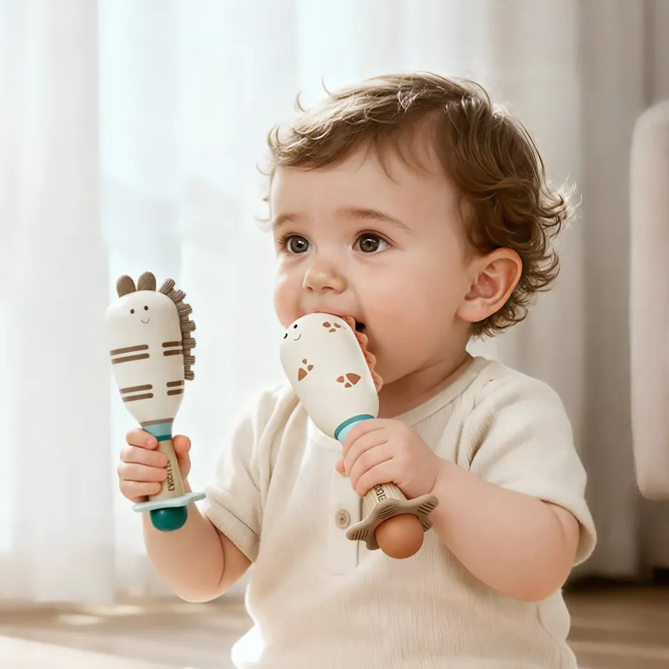 Evoceler Maracas Sensorik Babyrassel bunt