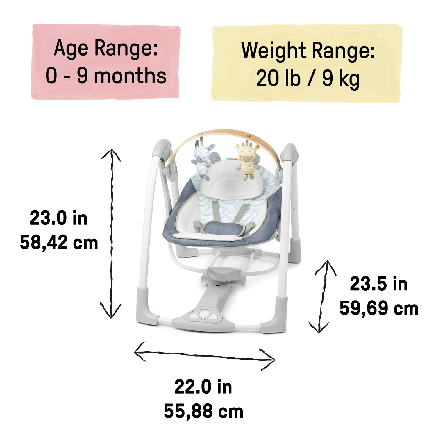 Ingenuity Swing n Go Babyschaukel Chambray tragbar USB