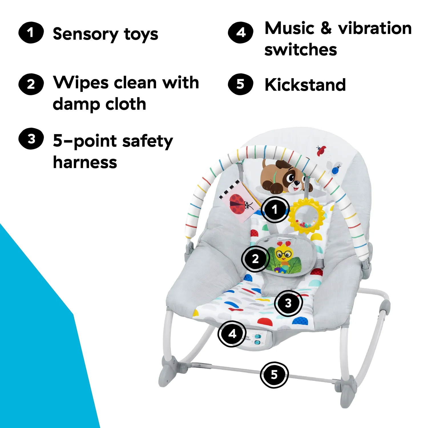 Baby Einstein Dean's Discovery Spot Wippe Rocker Musik Vibration