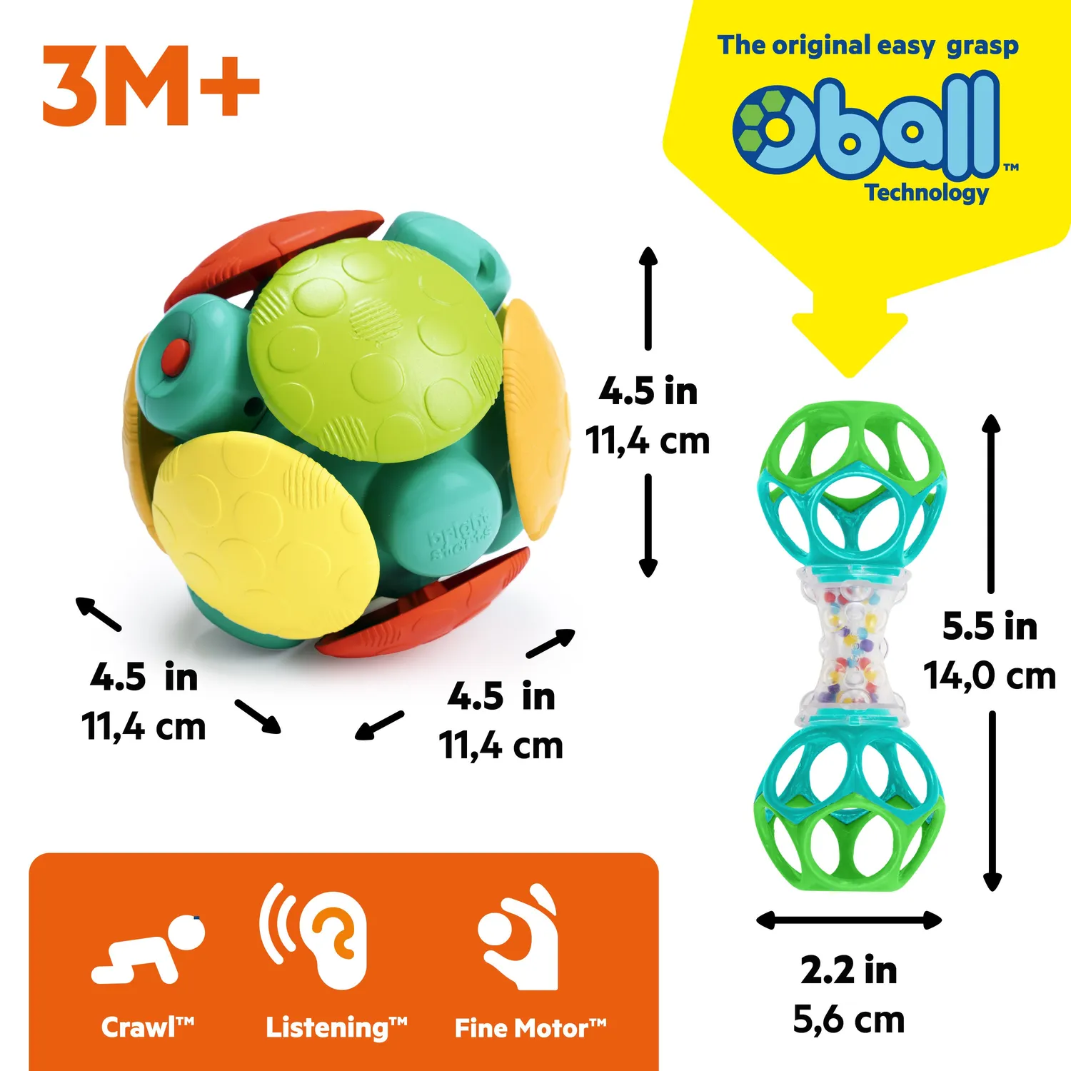 Bright Starts Wobble & Rattle Ball-Spielset 2er mit Sound