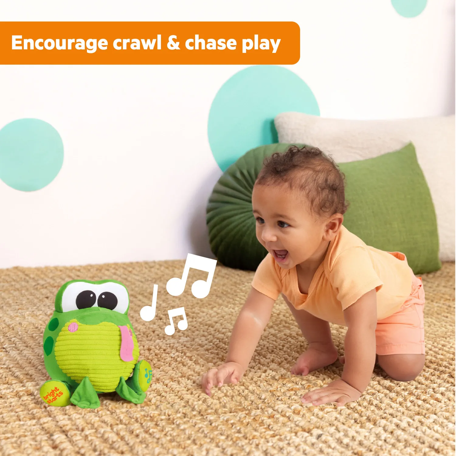 Bright Starts Bop Around Frog Plüschspielzeug mit Musik