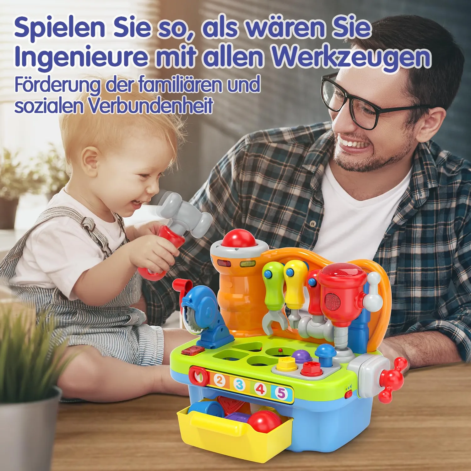 HOLA Werkbank Kinder Werkzeug mit Licht Musik