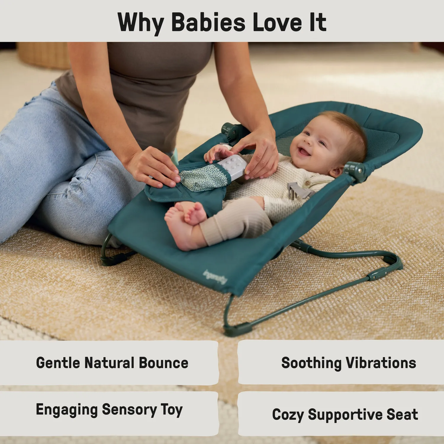 Ingenuity Stow Go Grey Babywippe faltbar Vibration