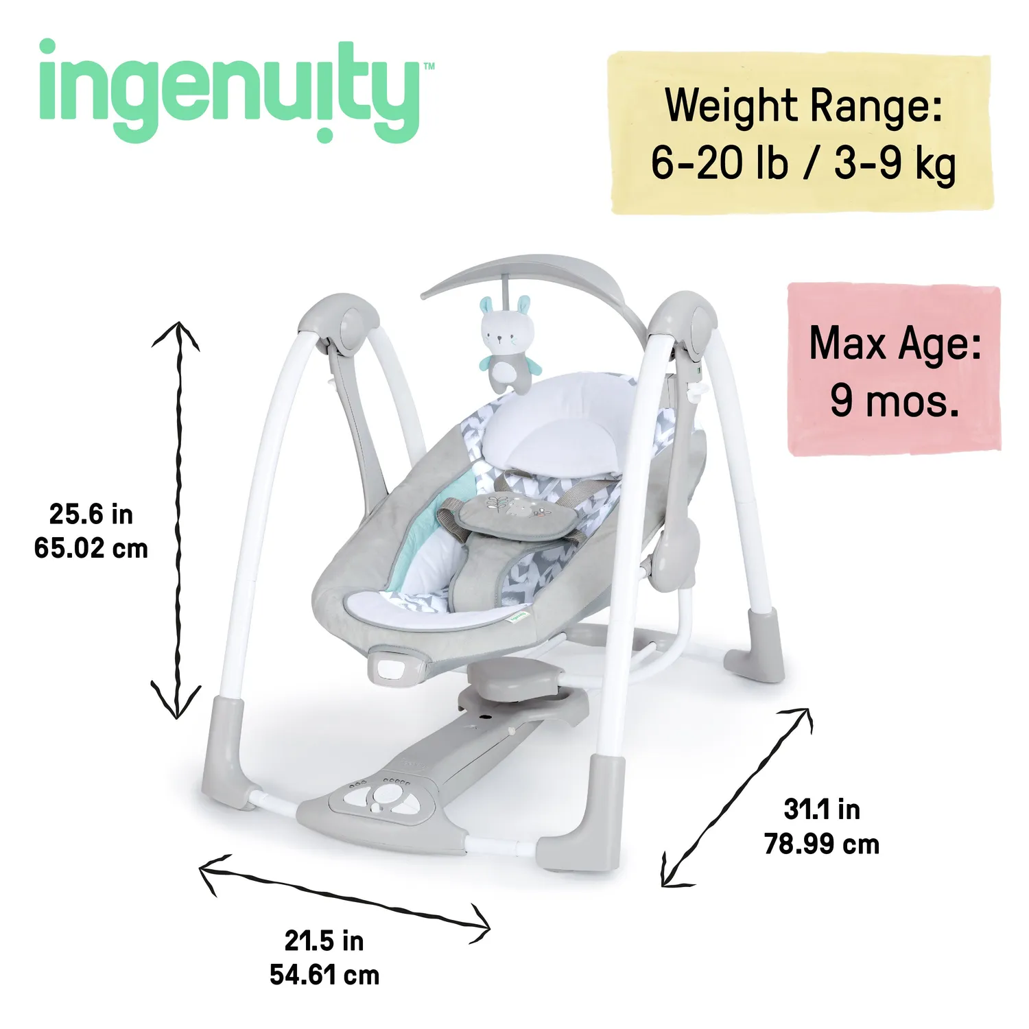 Ingenuity ConvertMe Raylan Babyschaukel 2-in-1 grau