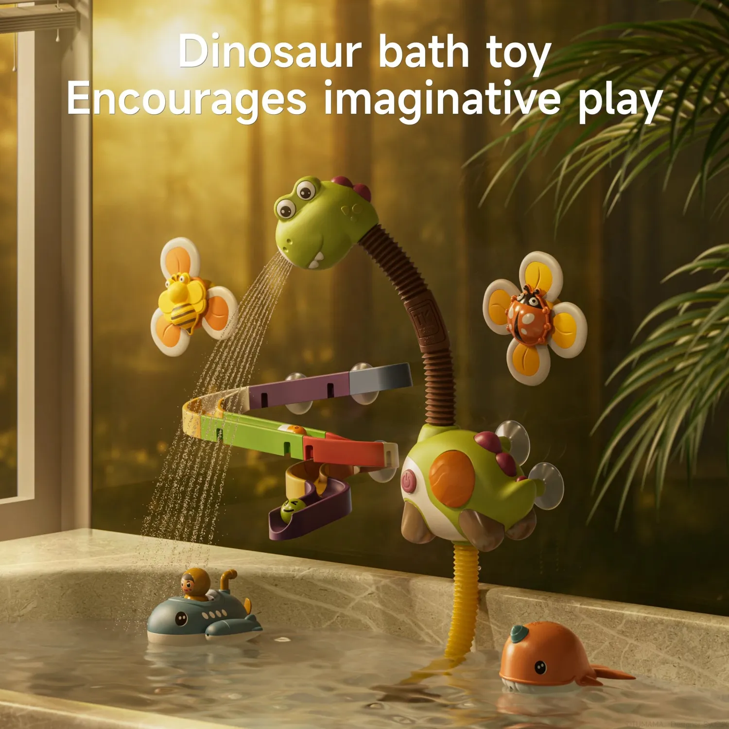 TUMAMA Badespielzeug Dusche mit Saugnapf und Rutsche
