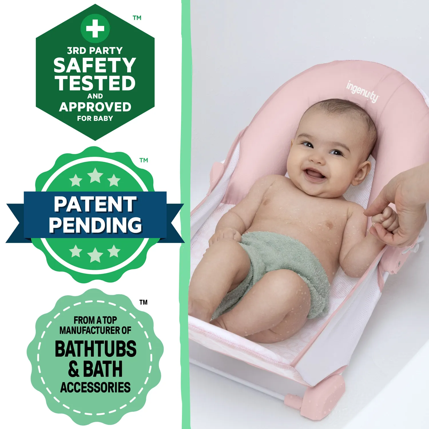 Ingenuity FoldAway 2-Position Babybadewanne Rosa
