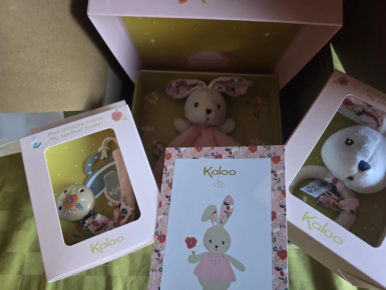 Kaloo K'Doux Geschenkset Hase 3-teilig Taubendruck