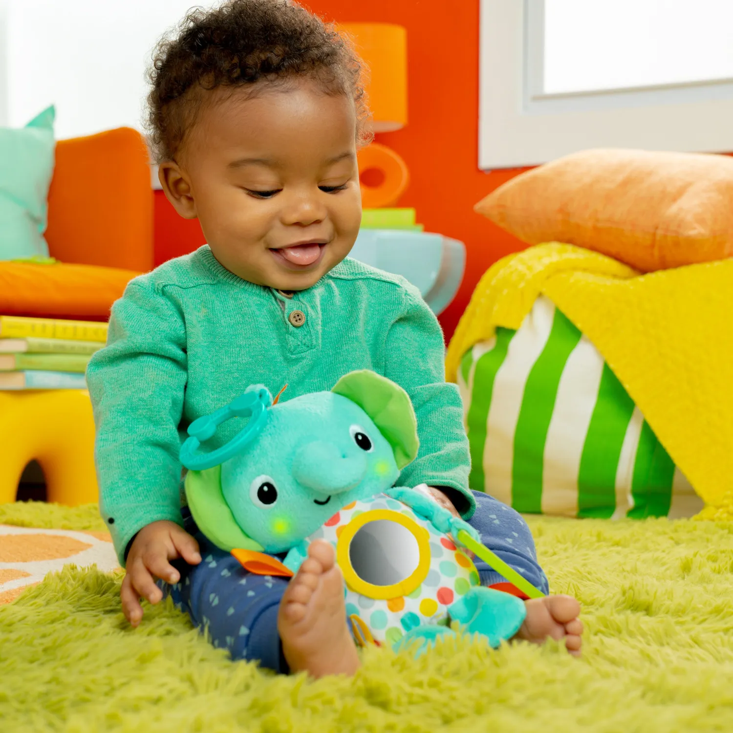 Bright Starts Huggin Lights Elefant Kuscheltier mit Musik 0-36 M.