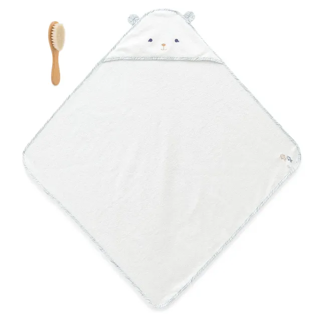 Kaloo Petit Calme Baby-Badeset Bambus Kapuzenhandtuch 75 cm + Bürste
