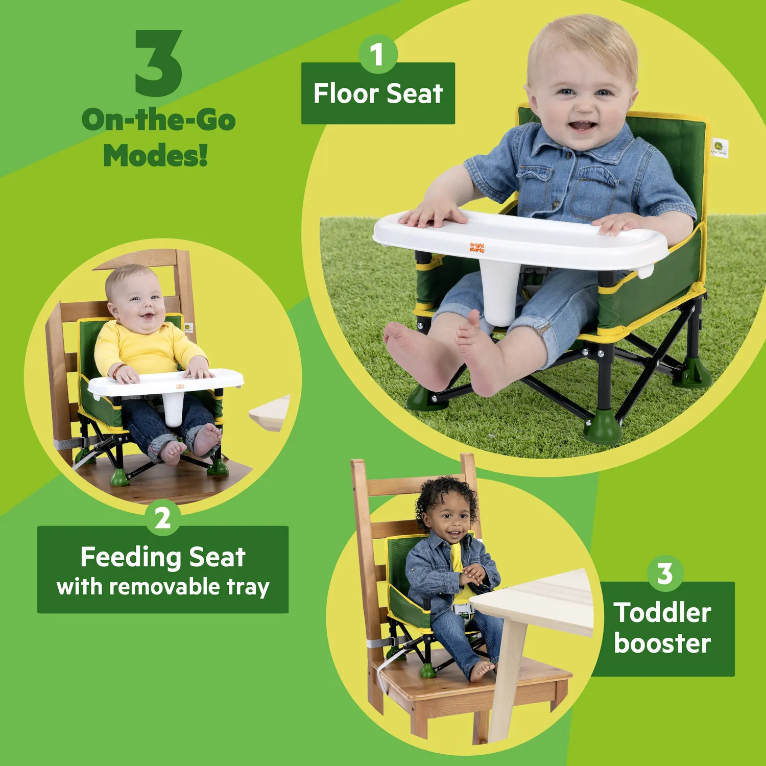John Deere Pop 'N Sit Boostersitz tragbar 3-in-1 grün