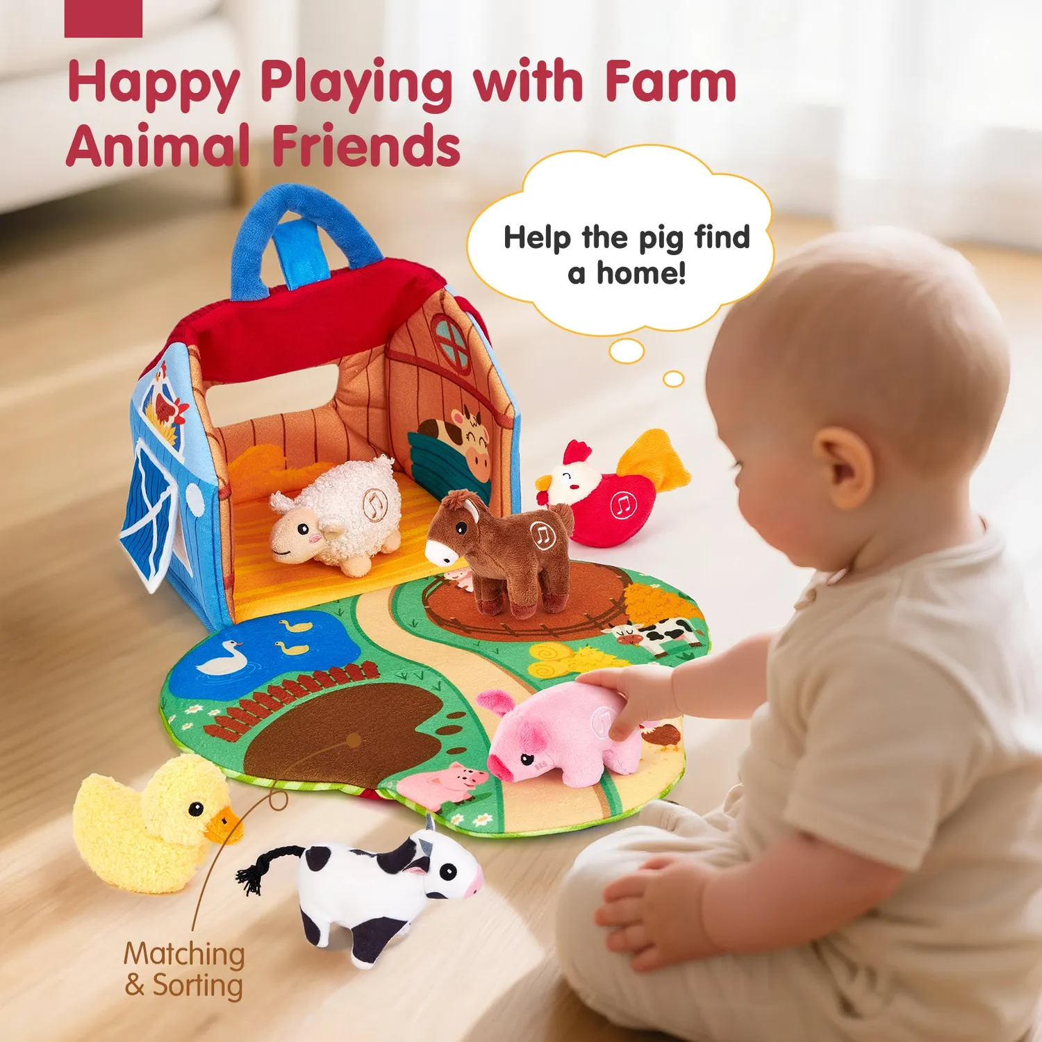 hahaland Farm Plüschtier-Set 6-tlg mit Tierstimmen