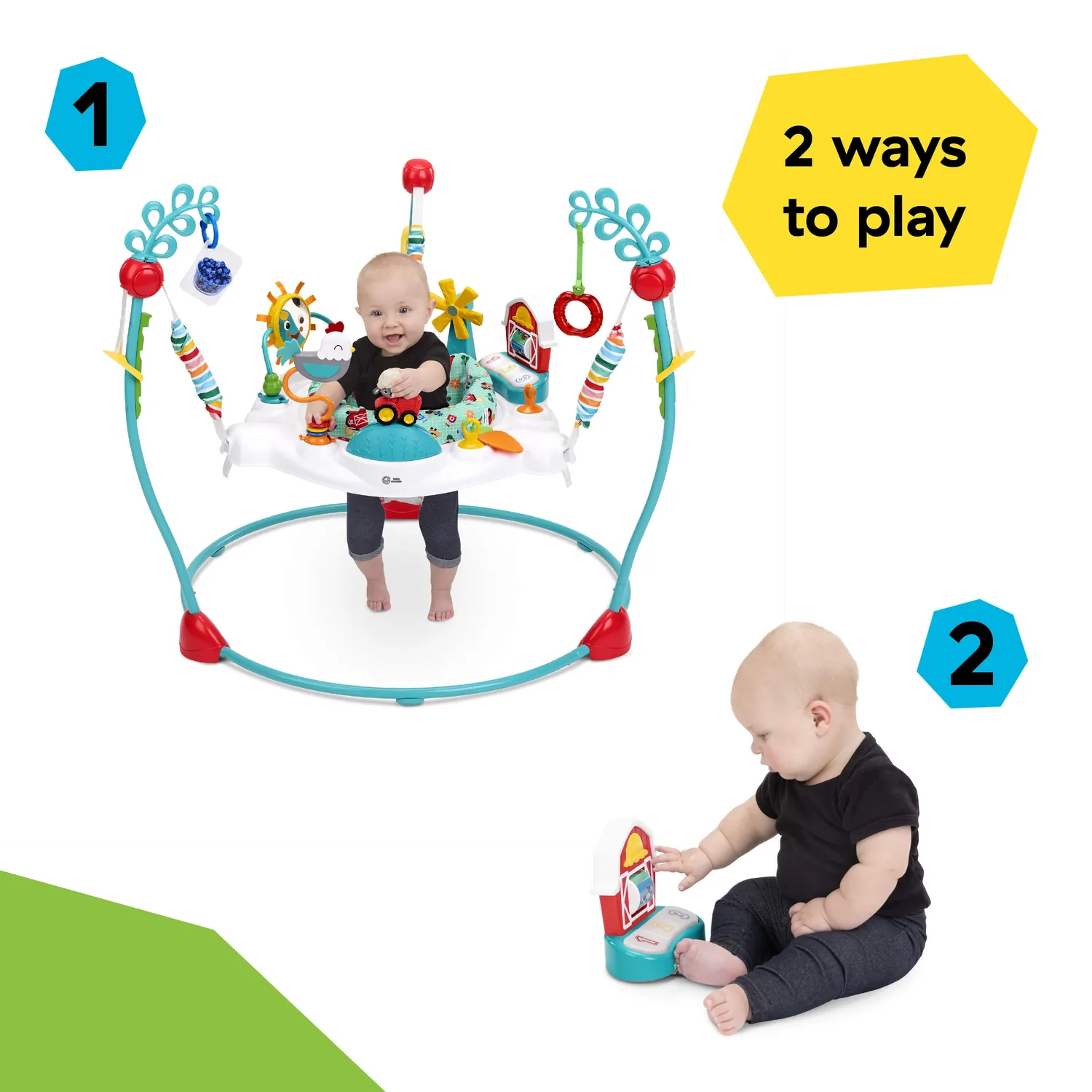 Baby Einstein Farm Explorers Barnyard Jumper 2-in-1 mit Klavier