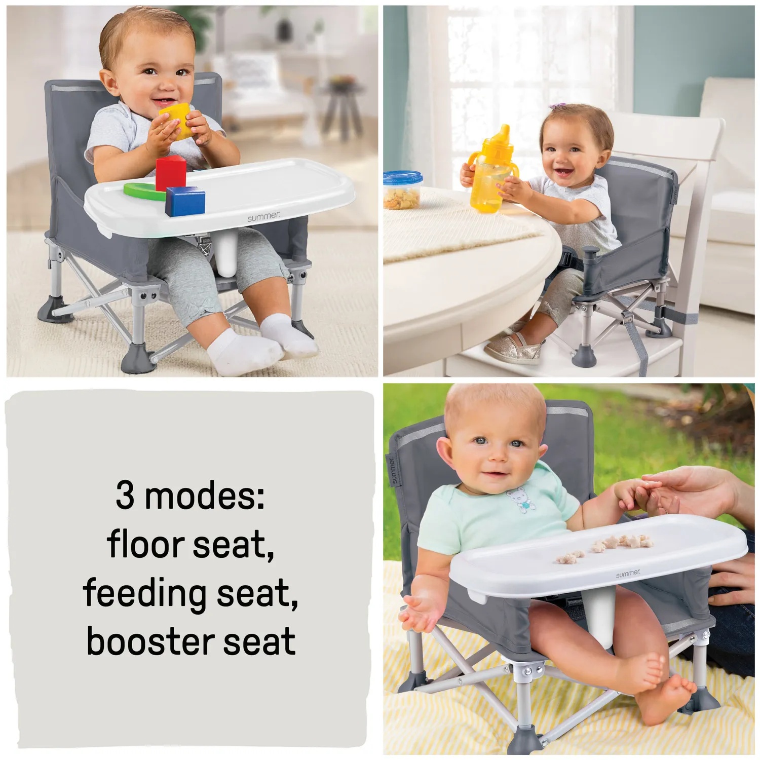 Summer Pop N Sit Booster grau Sitzerhöhung Tablett
