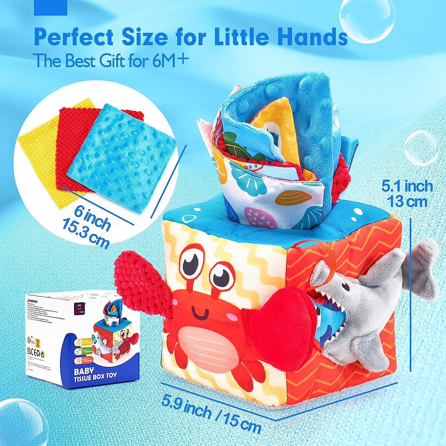 hahaland Montessori Tissue Box Marine Tücherbox-Spielzeug sensorisch