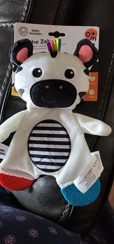 Baby Einstein Zen the Zebra Plüsch-Beißring schwarz-weiß