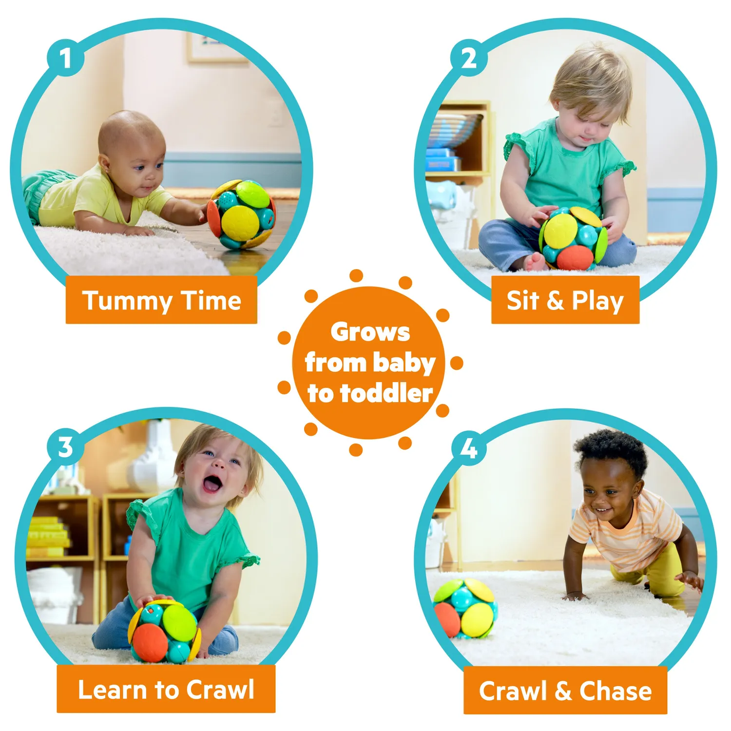 Bright Starts Wobble Bobble Ball Krabbelball mit Sound