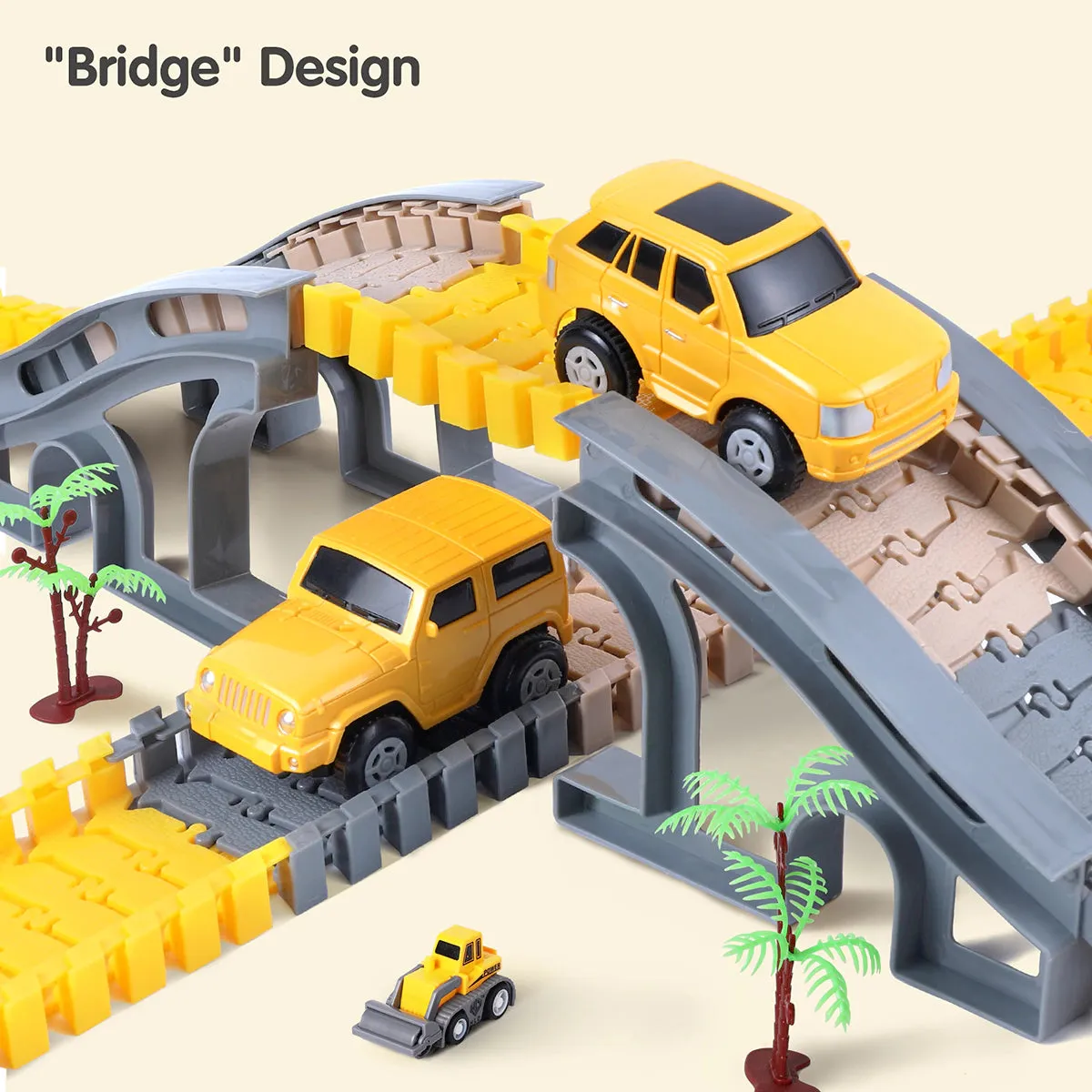 TUMAMA Construction Rennbahn Set Baufahrzeuge biegbar