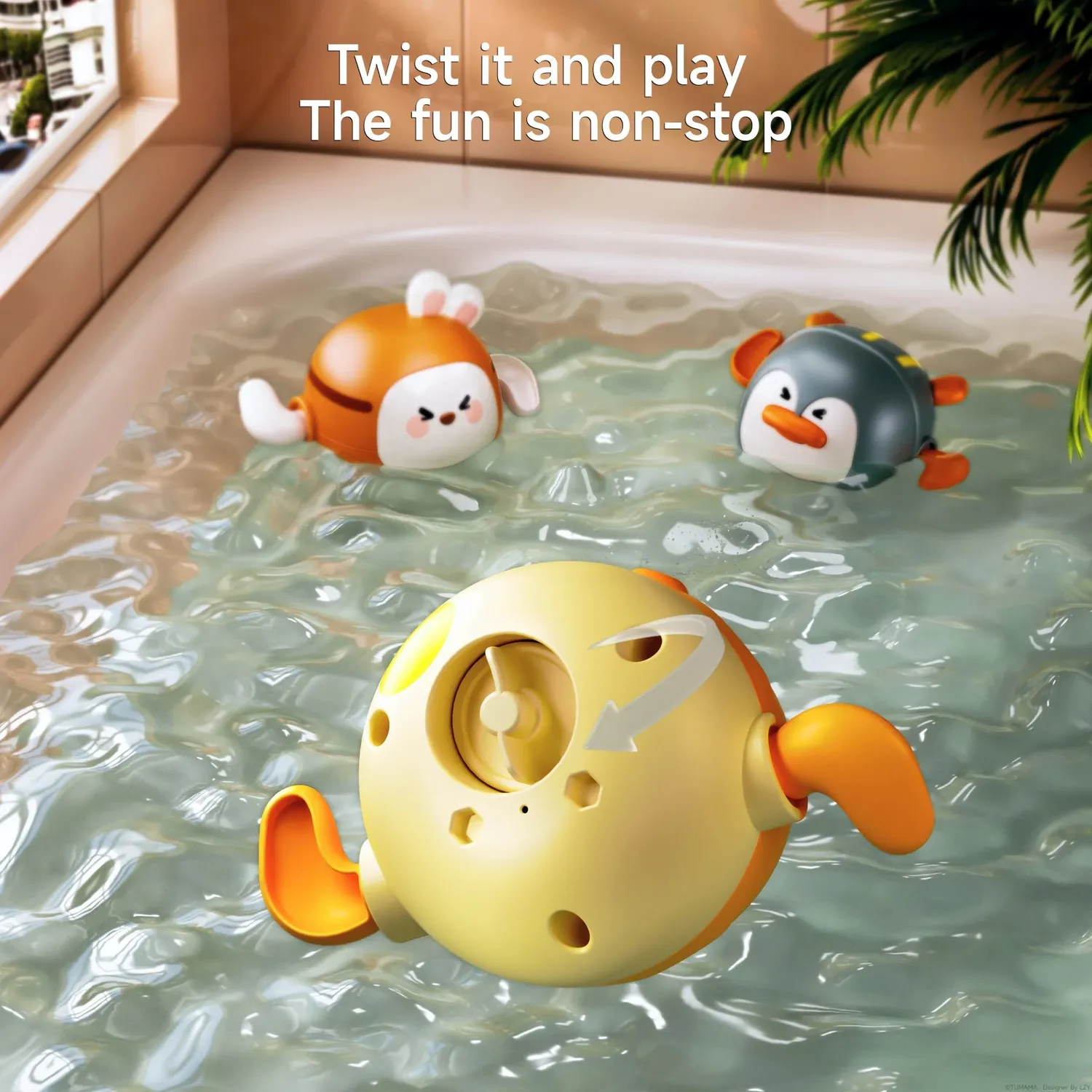 TUMAMA Badewannen Spielzeug Aufzieh 3er Set Ente Hase