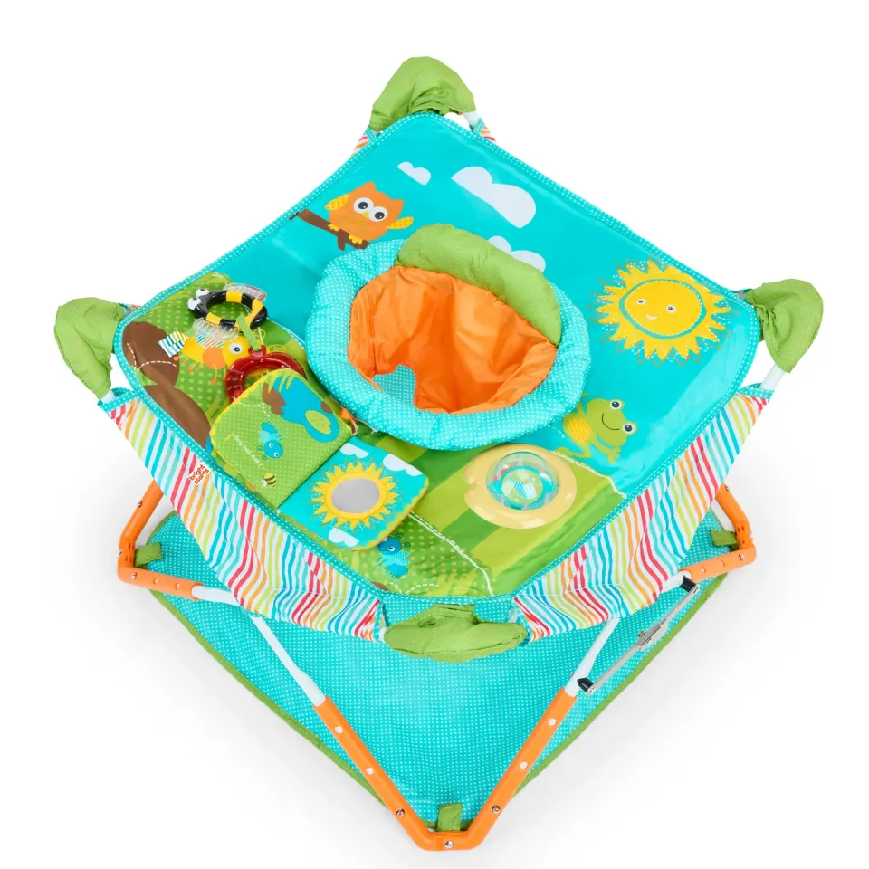 Bright Starts Pop N Jump Hüpfsitz Owl Forest mit Dach