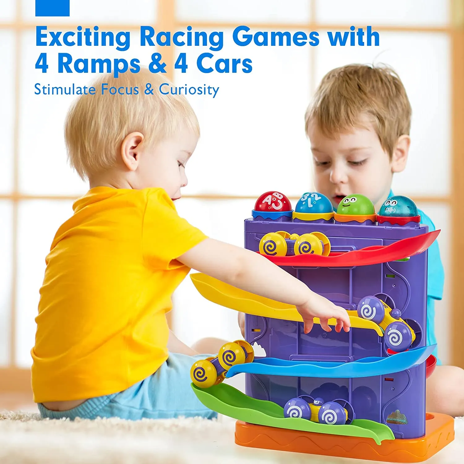 hahaland Kugelbahn Autorennbahn 2-in-1 mit Hammer und 4 Autos