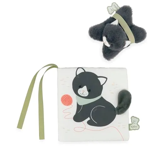 Kaloo Chamallow Stoffbuch Katze bunt mit Minikuscheltier