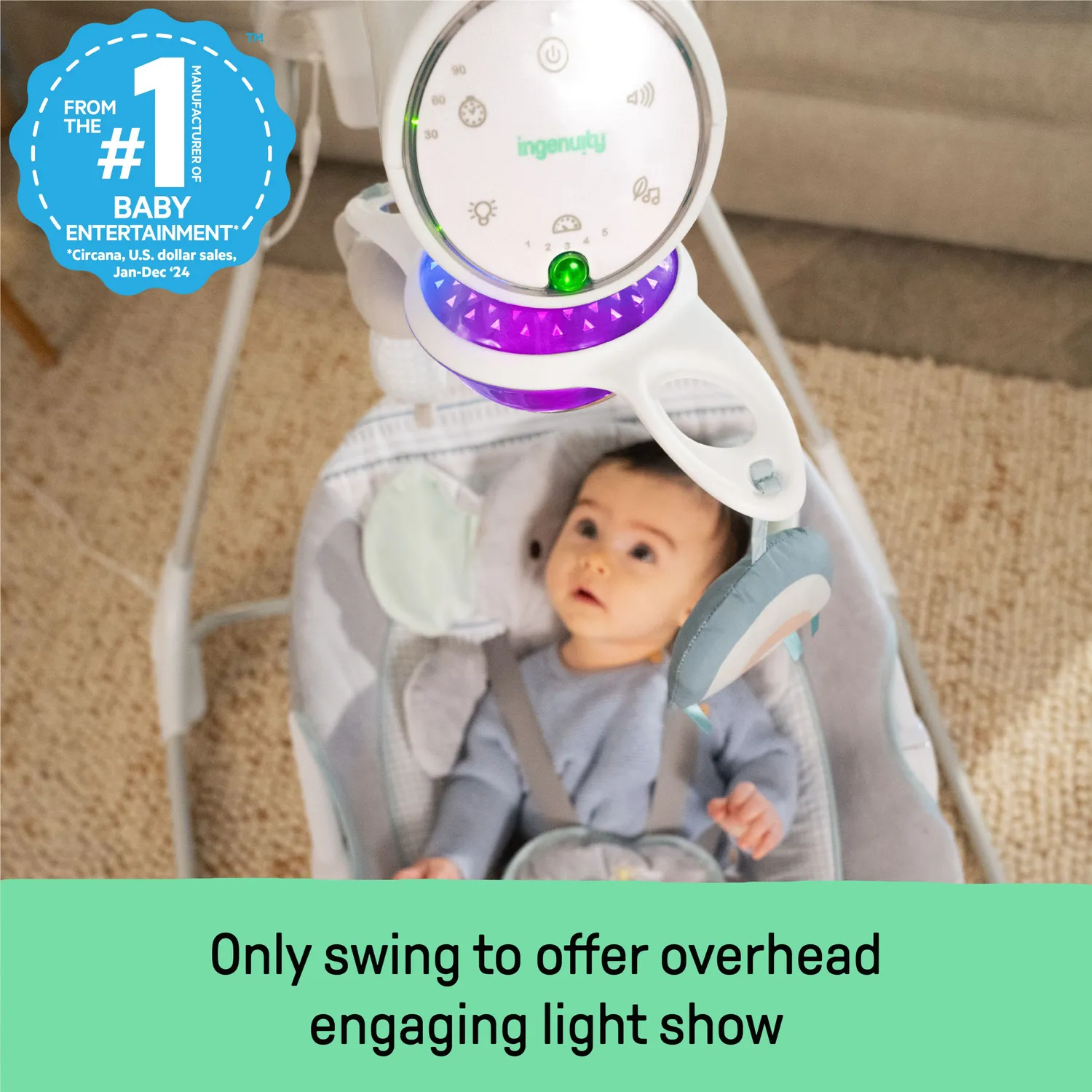 Ingenuity InLighten Van Elephant Babyschaukel mit Licht
