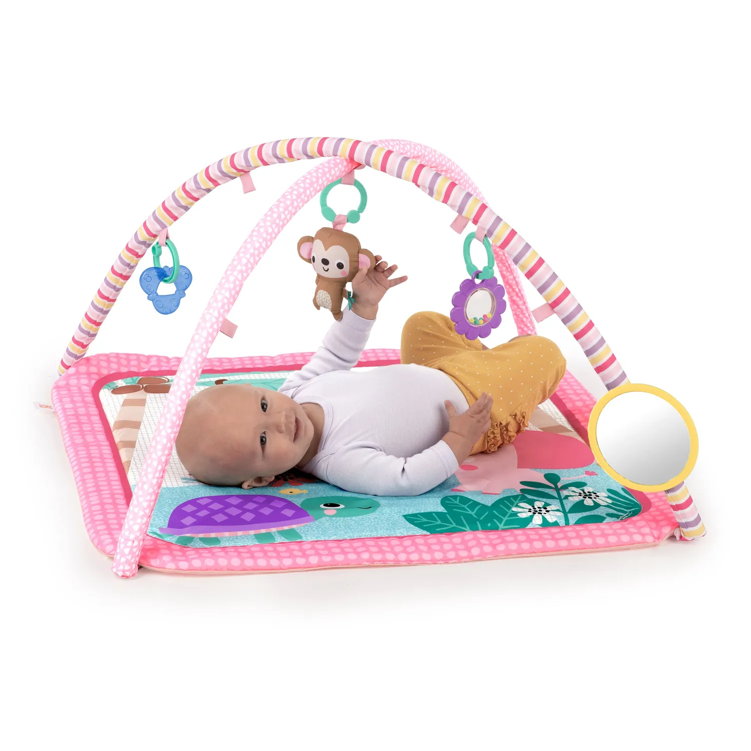 Bright Starts Floral Safari Spieldecke Spielbogen Pink waschbar
