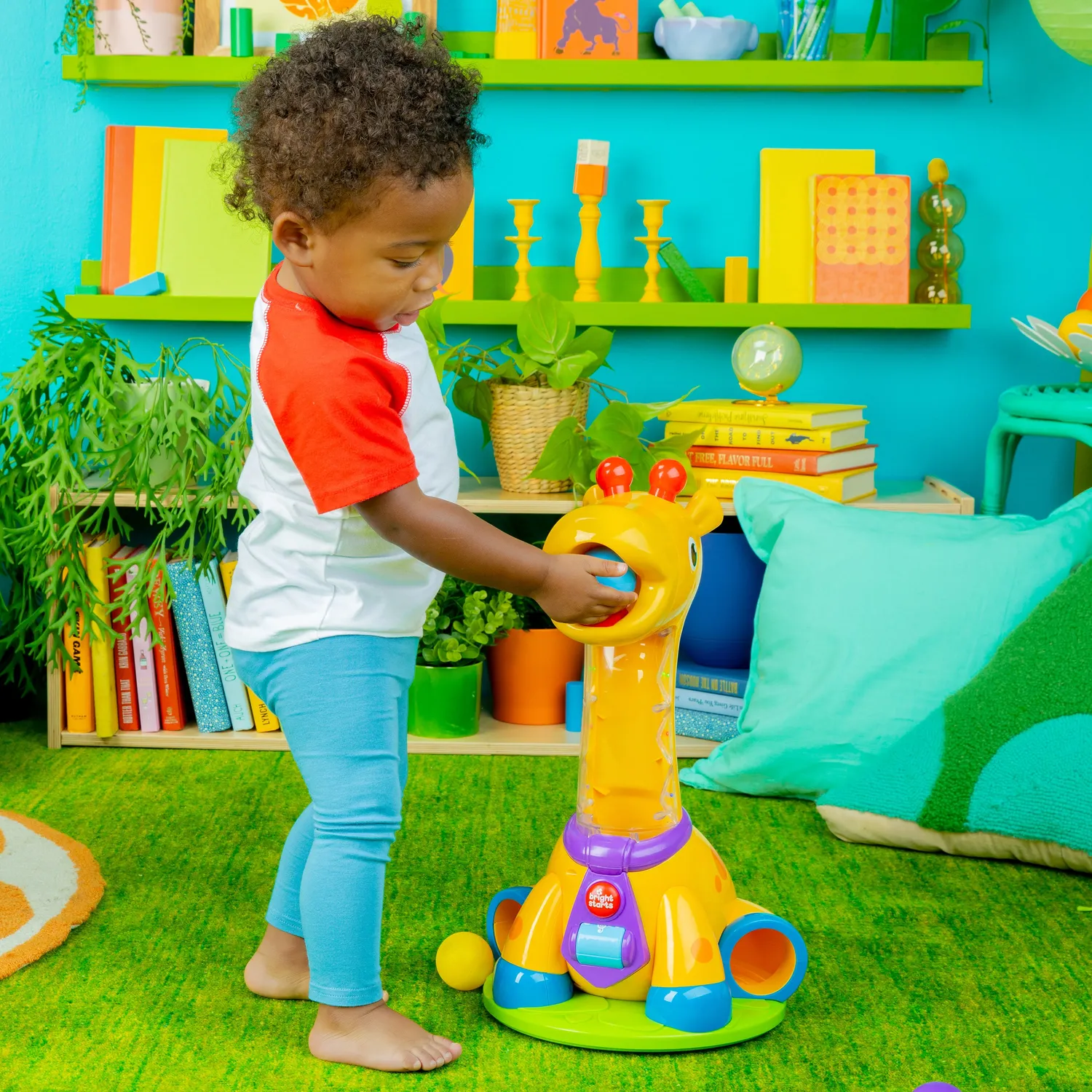 Bright Starts Spin Giggle Giraffe Ballspielzeug ab 12 Monate