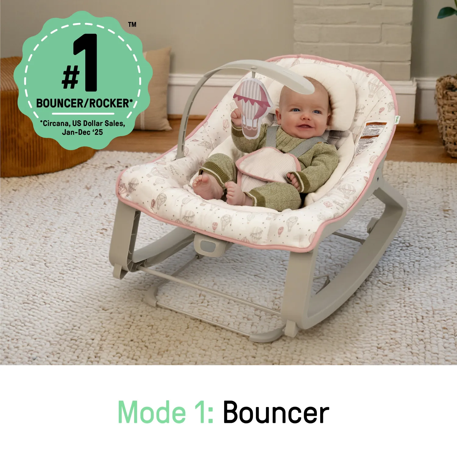Ingenuity Keep Cozy 3-in-1 Babywippe Skye mit Vibration
