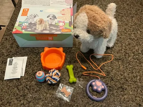 TUMAMA Plüschhund läuft und bellt mit Leine und Zubehör