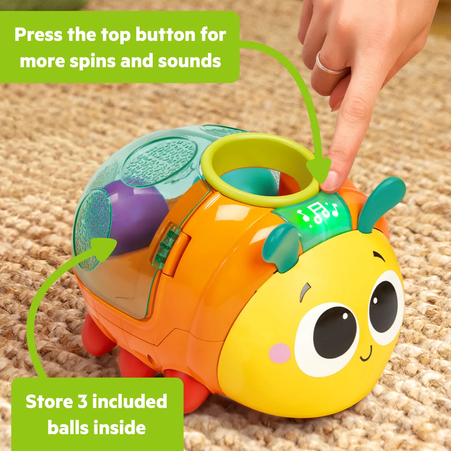 Bright Starts Spin n Chase Bug Ballspielzeug mit Licht