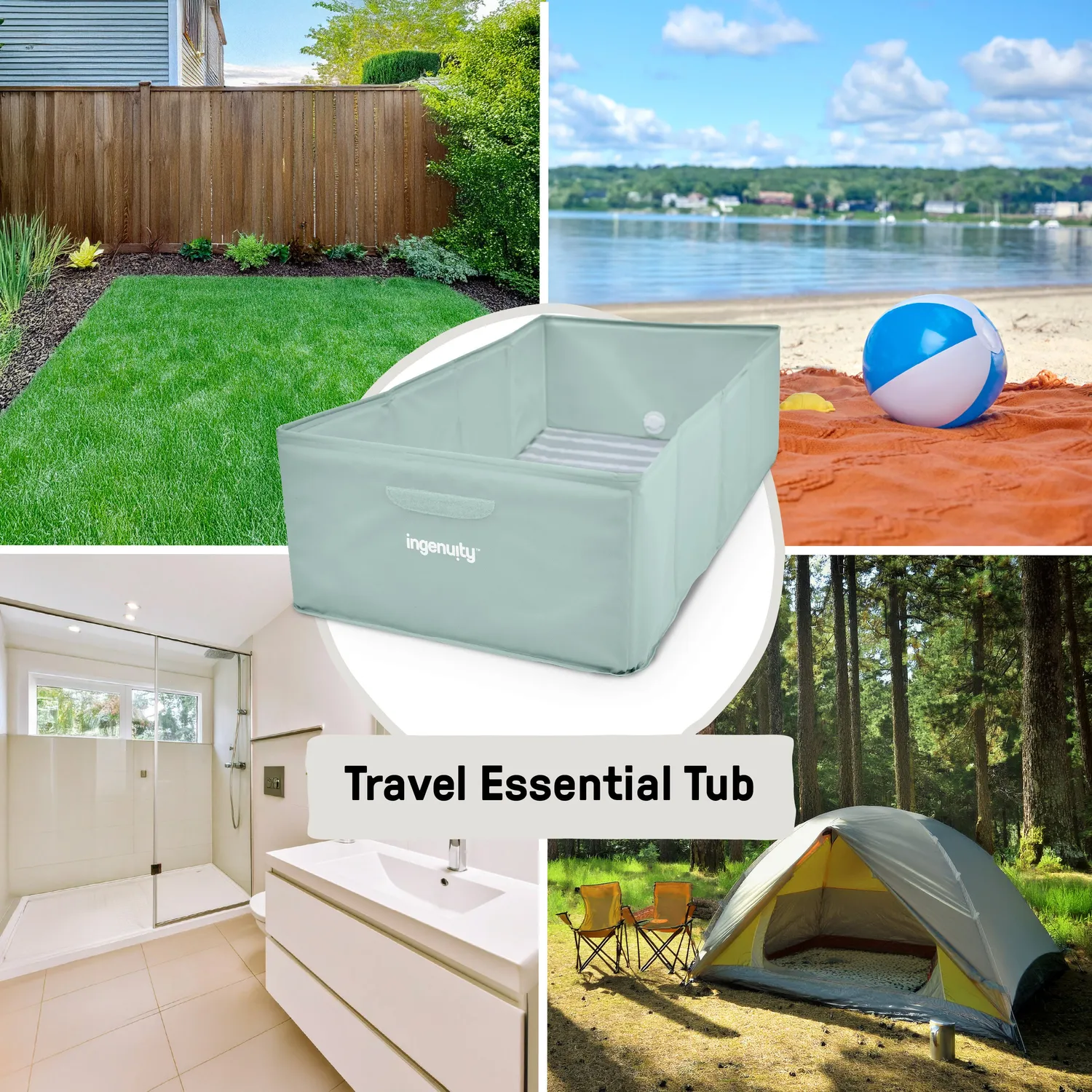 Ingenuity Tuckaway Babybadewanne faltbar Sage