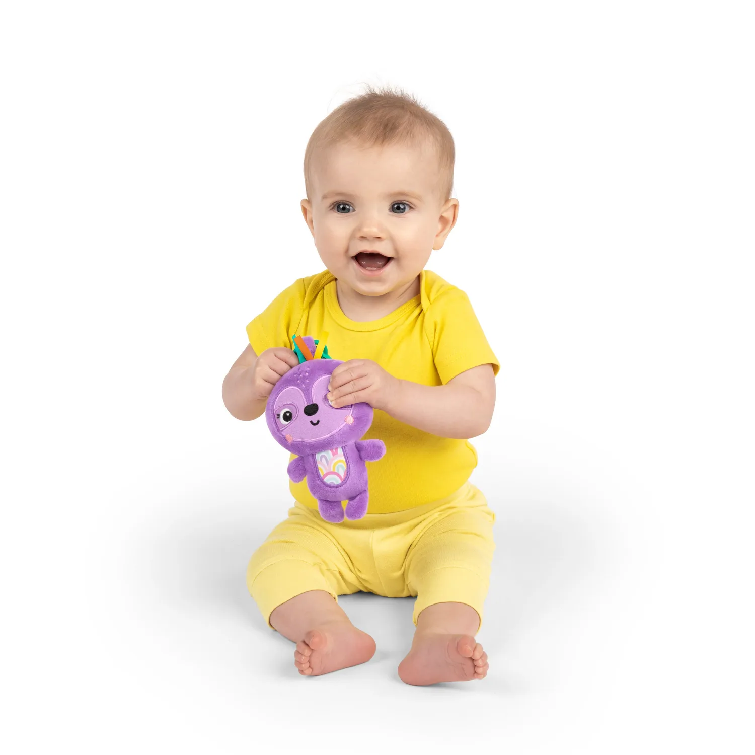 Bright Starts Jingle Joy Reach Rattle Rassel Faultier lila