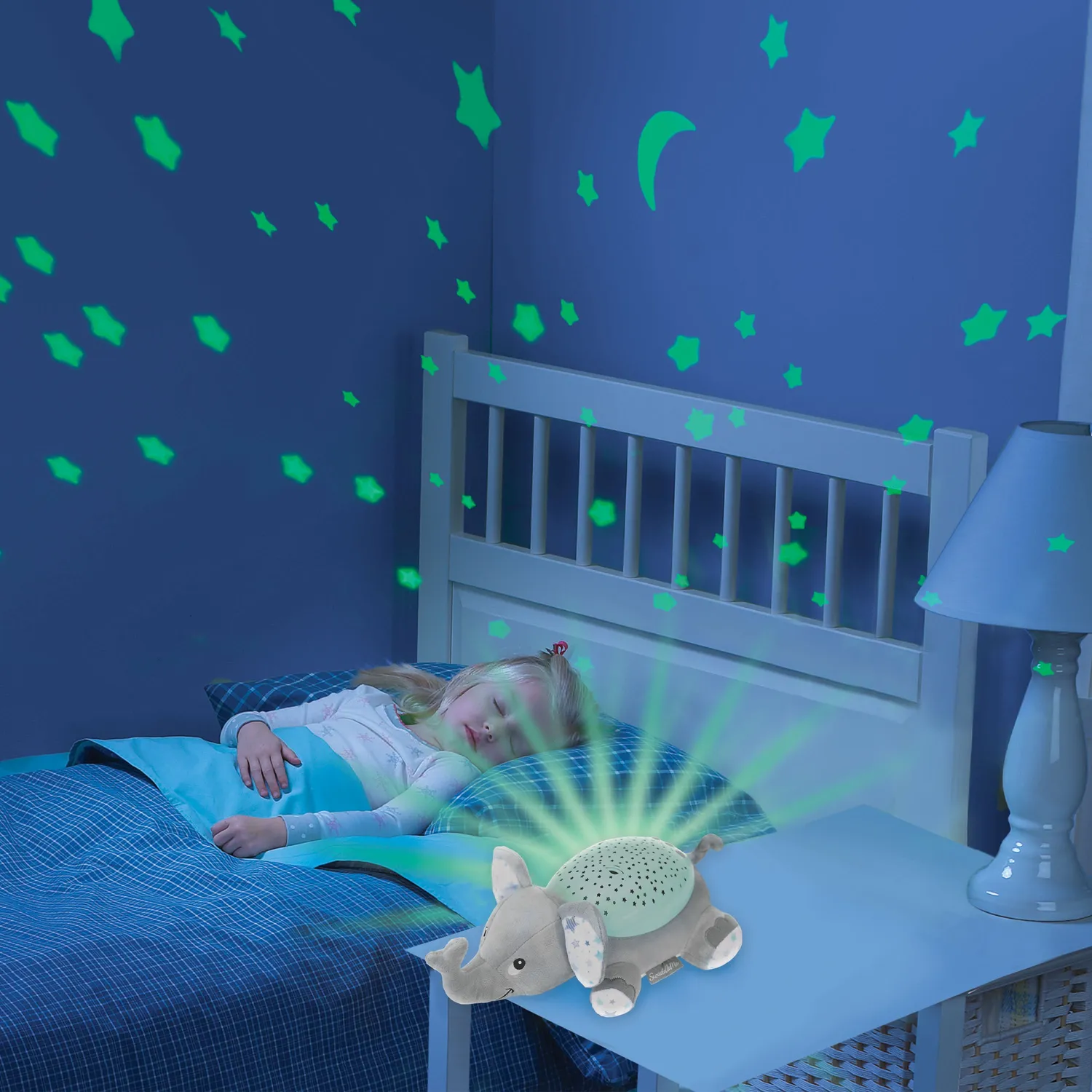 SwaddleMe Slumber Buddies Elefant Nachtlicht grau-mint