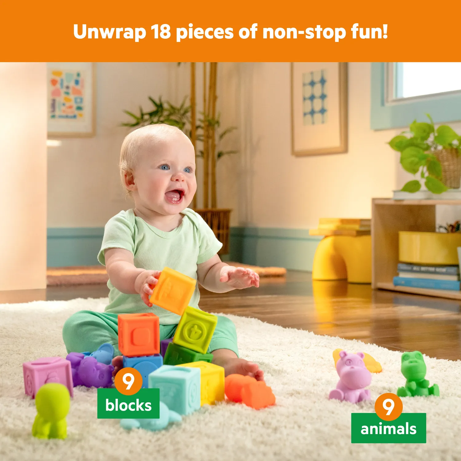 Bright Starts Cubes Cuties Badespielzeug 18-teilig stapelbar
