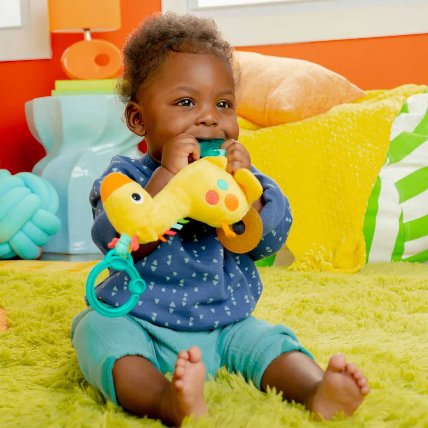 Bright Starts Safari Soother Rassel mit Beißring Giraffe