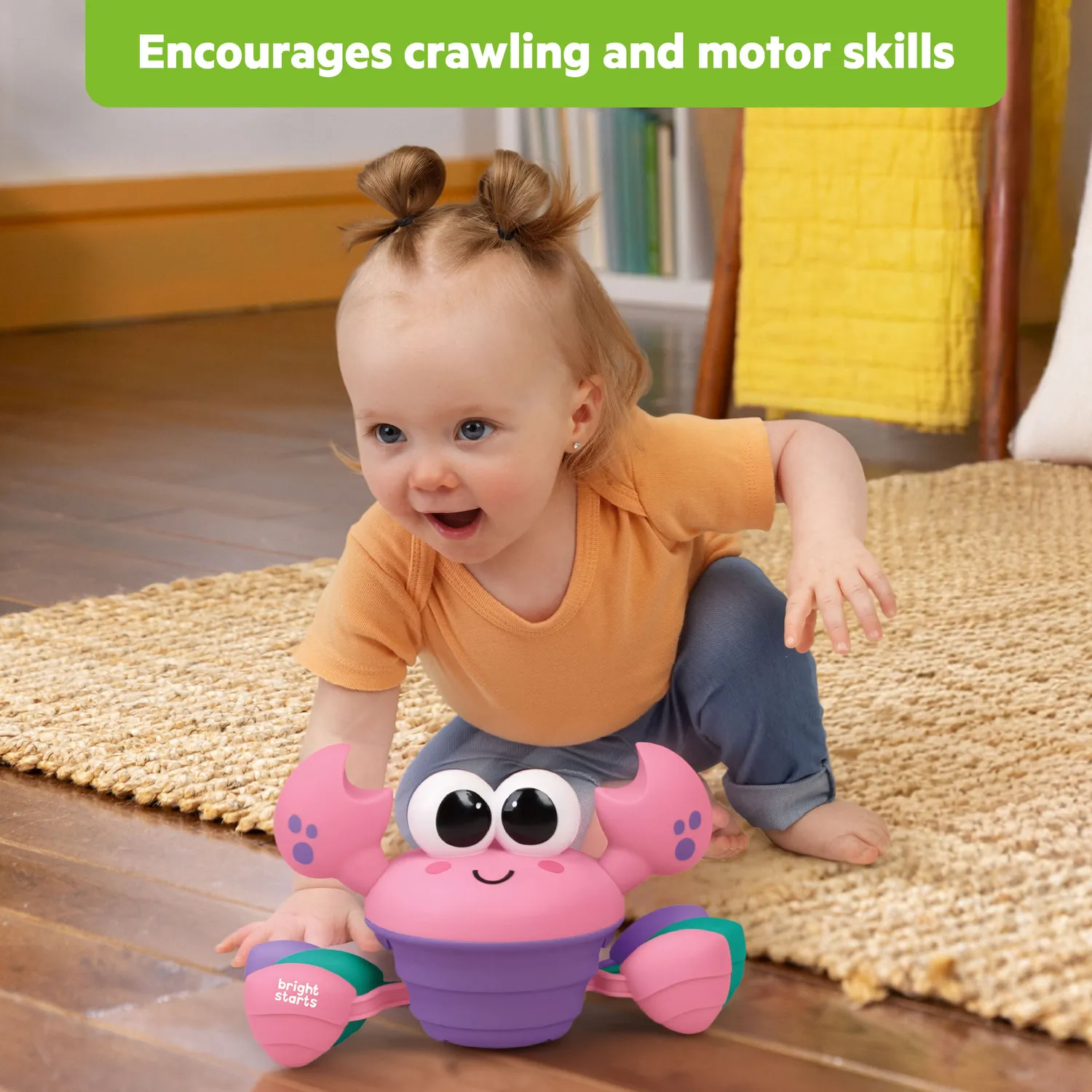 Bright Starts Rockin Crawling Crab Krabbelspielzeug Pink mit Musik