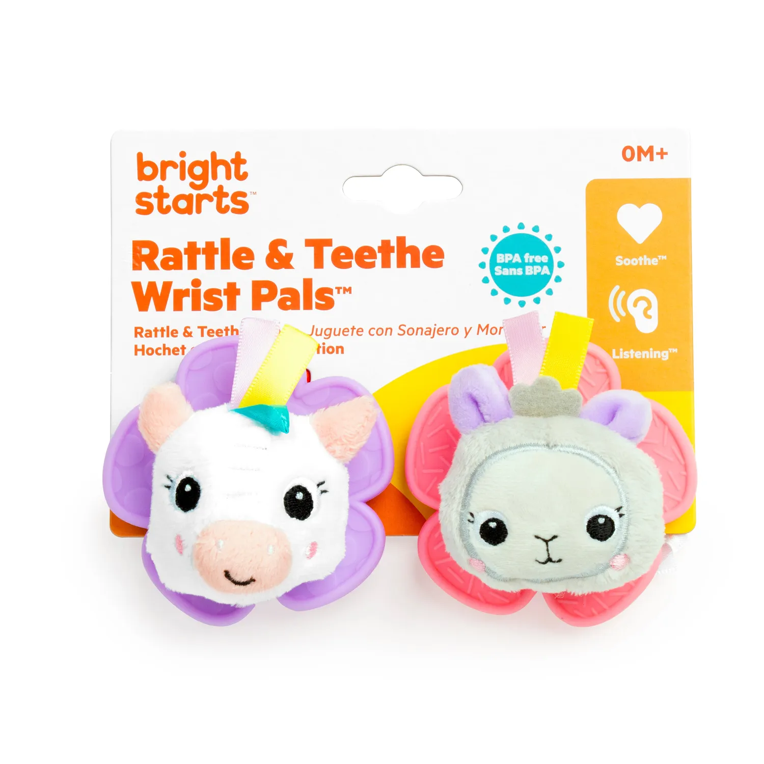 Bright Starts Rattle & Teethe Rassel Einhorn & Lama 2er