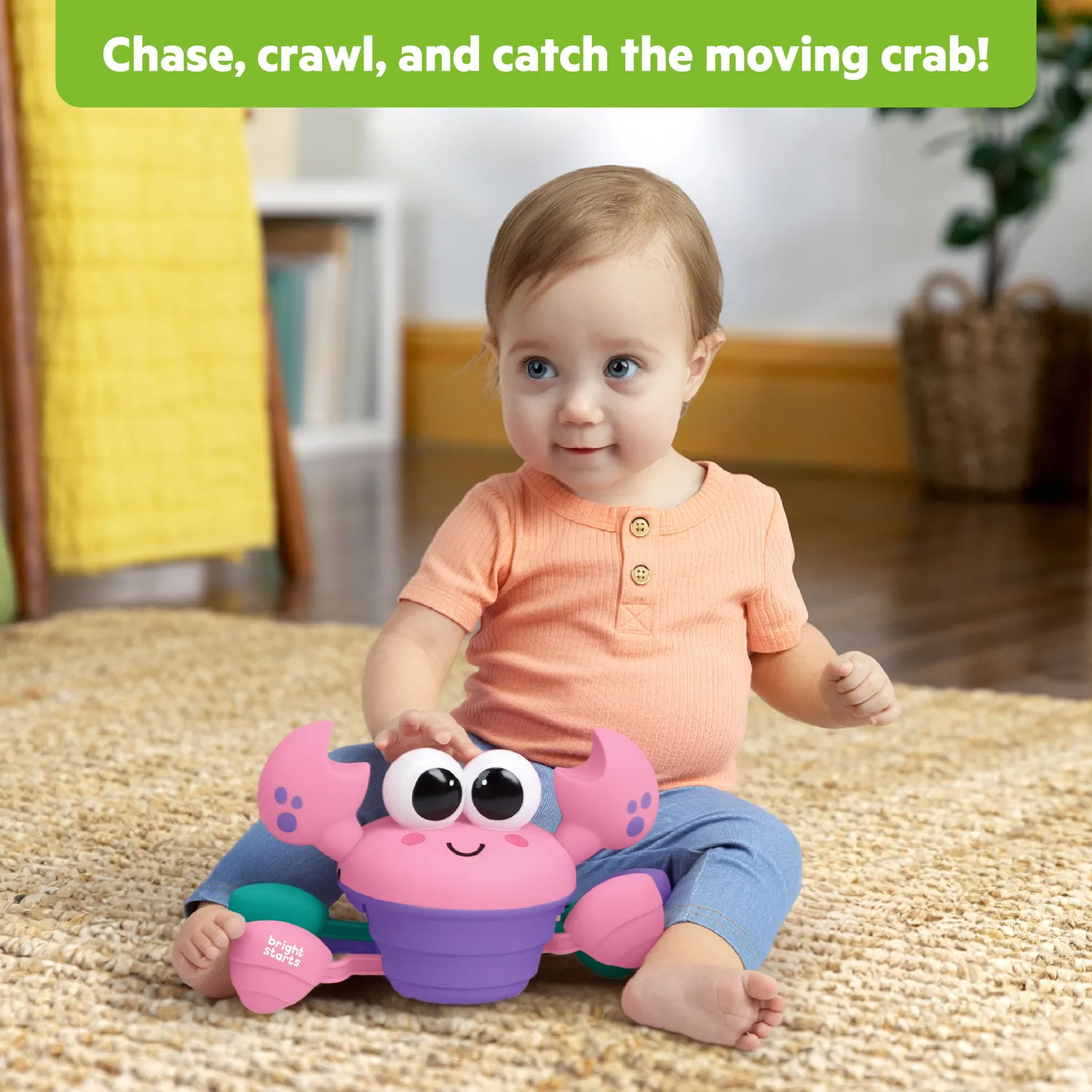 Bright Starts Rockin Crawling Crab Krabbelspielzeug Pink mit Musik